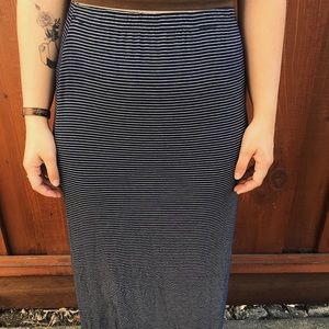 Striped navy blue skirt .